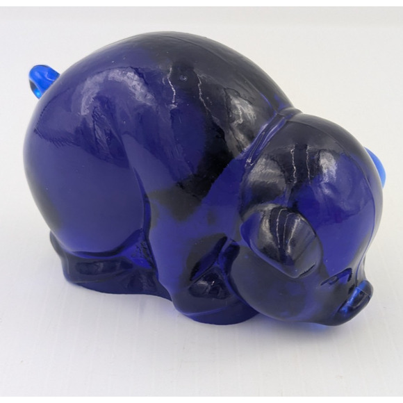 Other - Heisey by Imperial Glass Cobalt Blue Pig Sow Figurine - CHIPPED